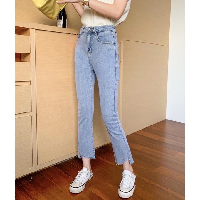 奈看服飾/快速出~灰藍調適合夏天薄款牛仔布微剪褲腳牛仔褲 9分款-細節圖4