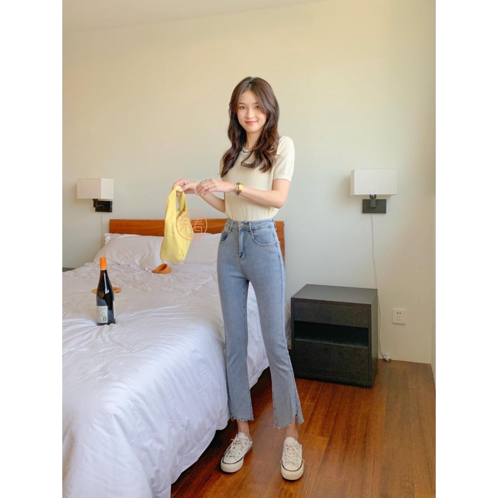 奈看服飾/快速出~灰藍調適合夏天薄款牛仔布微剪褲腳牛仔褲 9分款-細節圖9