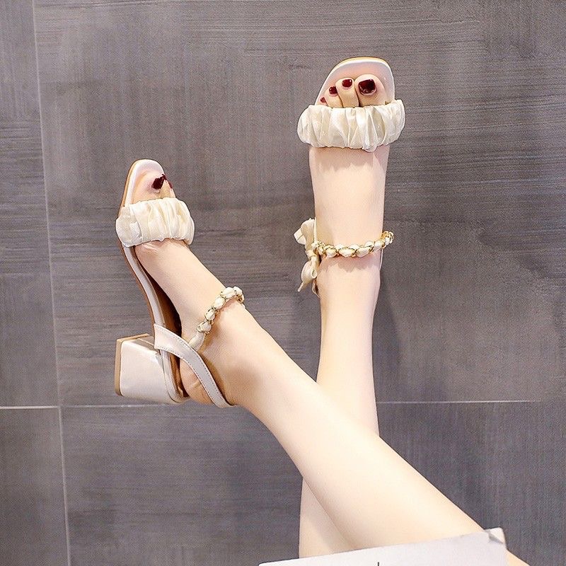 仙女風蝴蝶結一字帶涼鞋-細節圖3