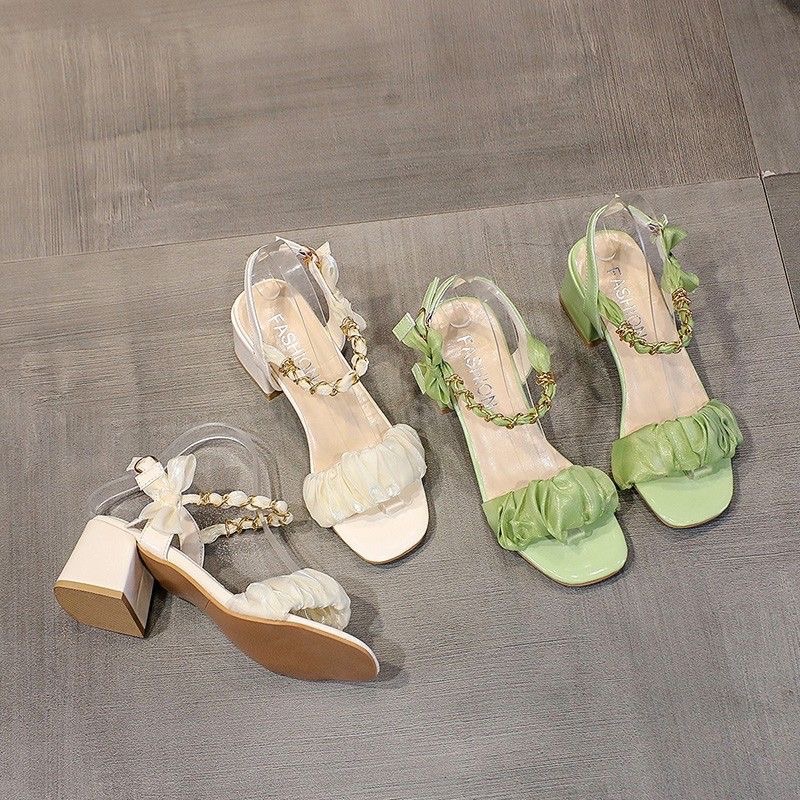 仙女風蝴蝶結一字帶涼鞋-細節圖6