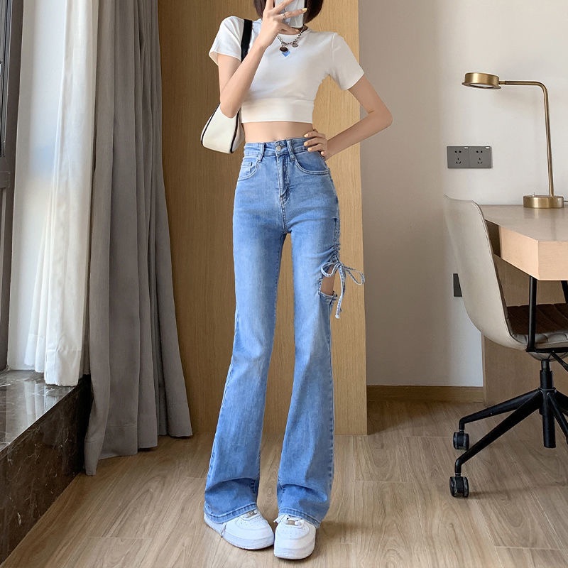 微破喇叭牛仔褲-細節圖3