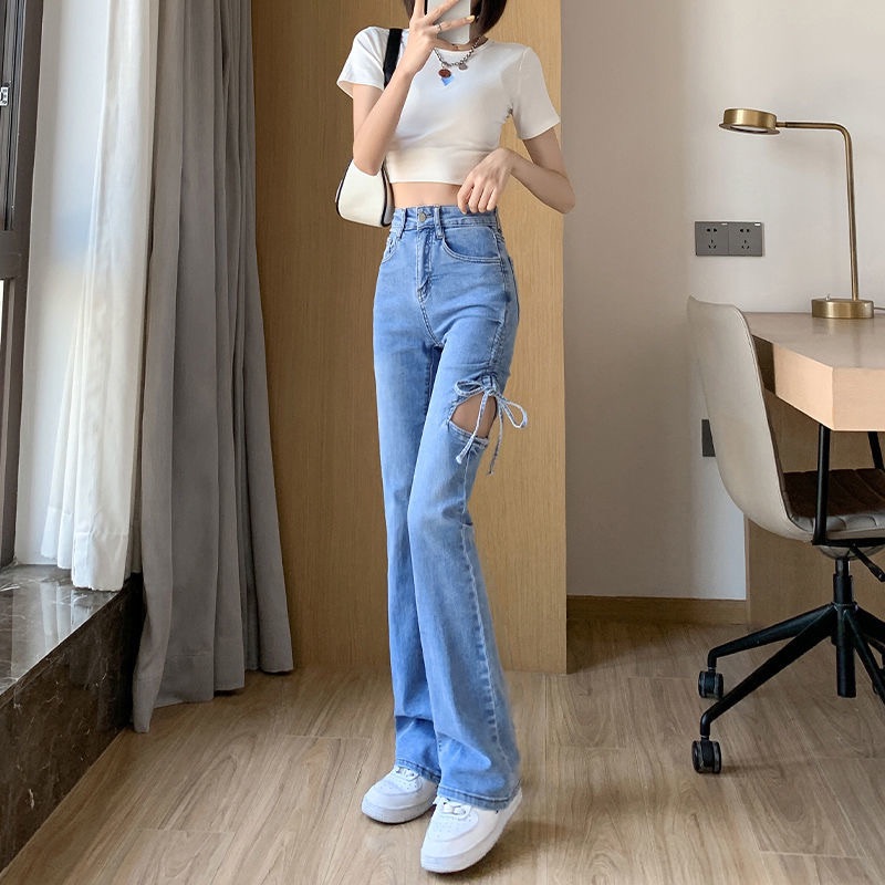 微破喇叭牛仔褲-細節圖4