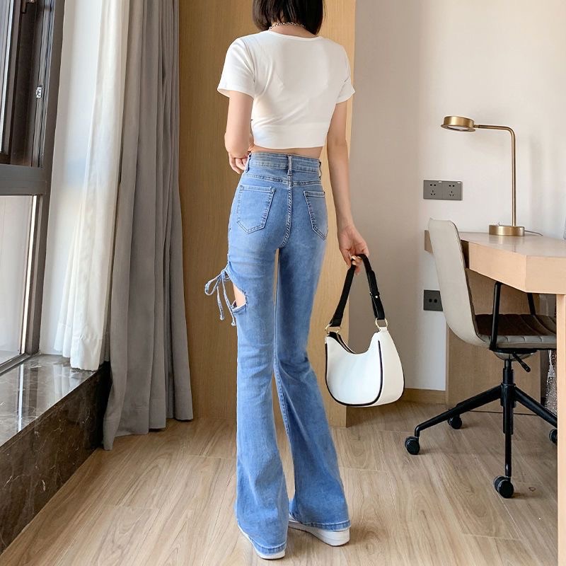 微破喇叭牛仔褲-細節圖6