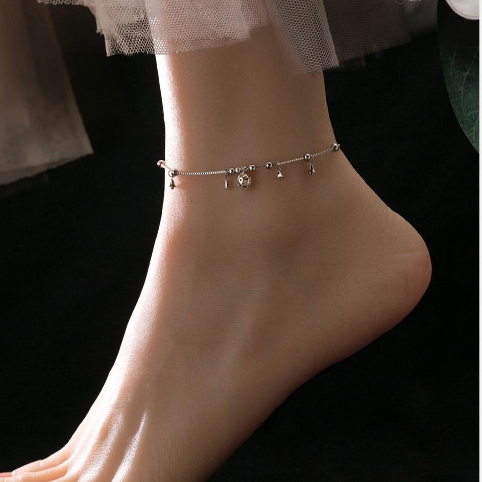 《真愛鍊Cherish 》腳鍊S925純銀 鏤空圓球鈴鐺造型 耐用的盒子鍊，迷人的足踝光彩-細節圖3