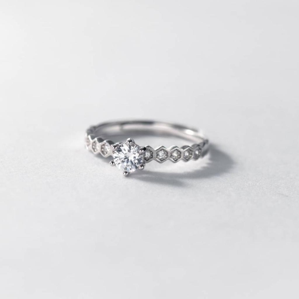 《真愛鍊Cherish 》一對價格S925純銀戒指 鑲嵌精美鋯石  波紋波浪設計 對戒 浪漫 山盟海誓-細節圖4