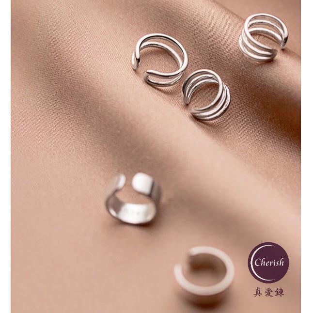 《真愛鍊Cherish 》耳骨夾 夾式耳環S925純銀耳環耳夾款， 無耳洞都可以佩戴  C造型的耳夾簡約線條造型三款-細節圖5
