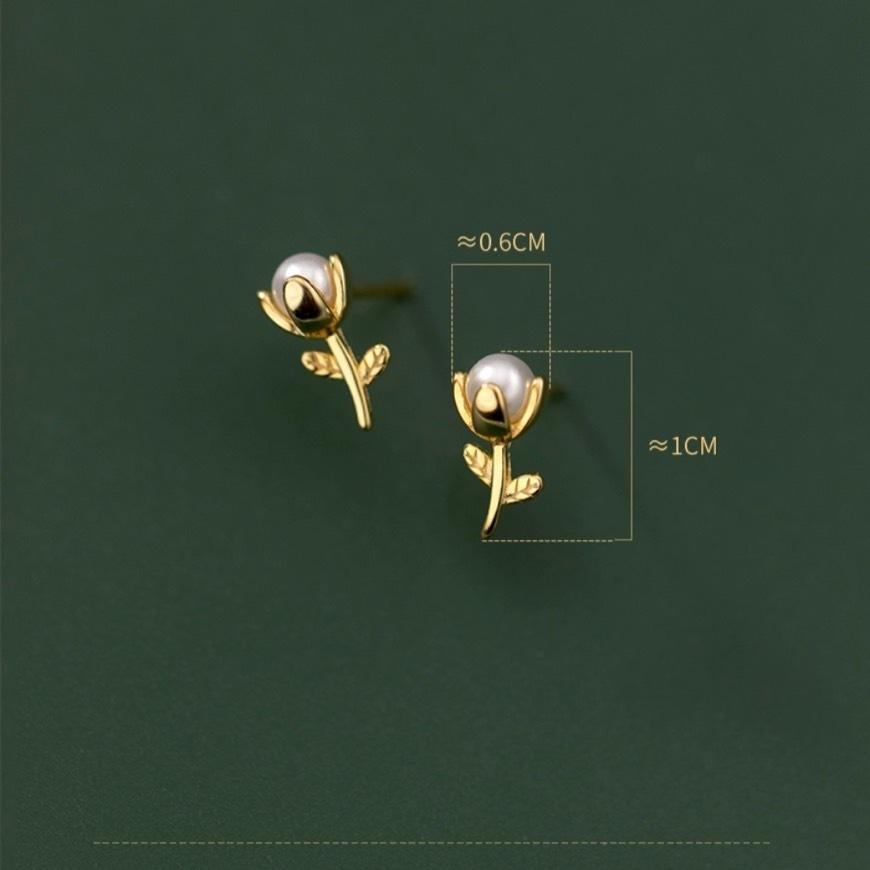 《真愛鍊Cherish 》 S925通體純銀耳環 小花朵的造型特別的可愛  貝珠花朵 銀樓銀飾通體純銀-細節圖3
