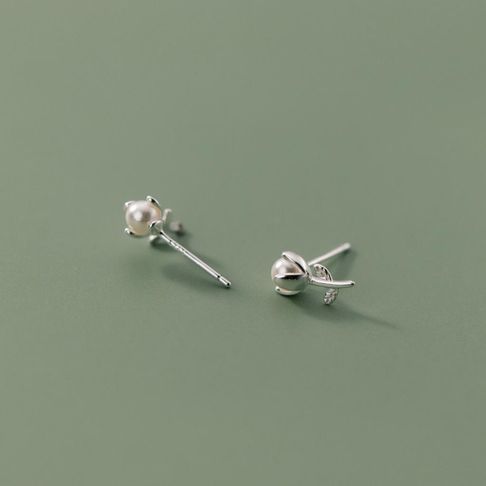 《真愛鍊Cherish 》 S925通體純銀耳環 小花朵的造型特別的可愛  貝珠花朵 銀樓銀飾通體純銀-細節圖4