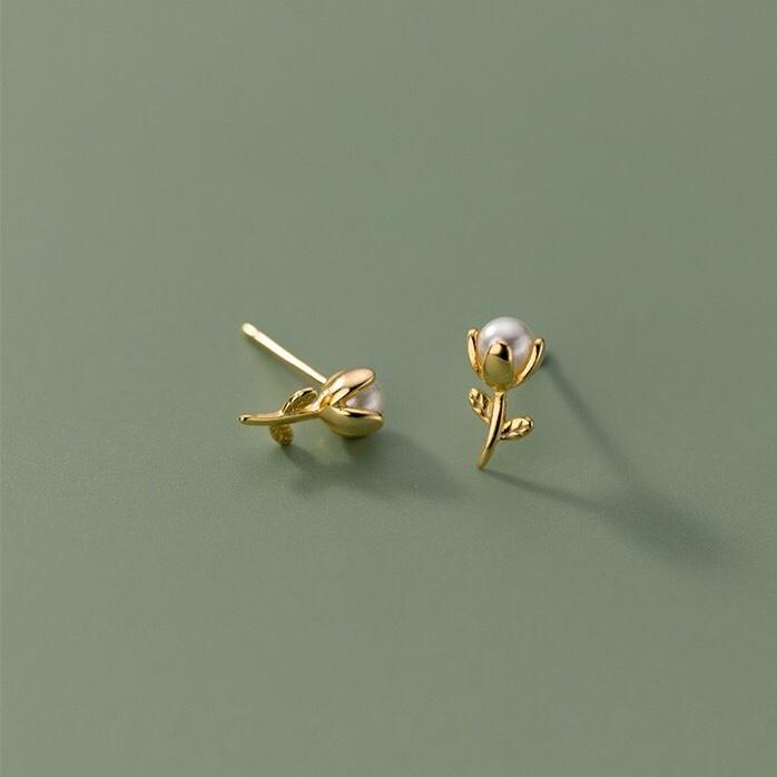 《真愛鍊Cherish 》 S925通體純銀耳環 小花朵的造型特別的可愛  貝珠花朵 銀樓銀飾通體純銀-細節圖5