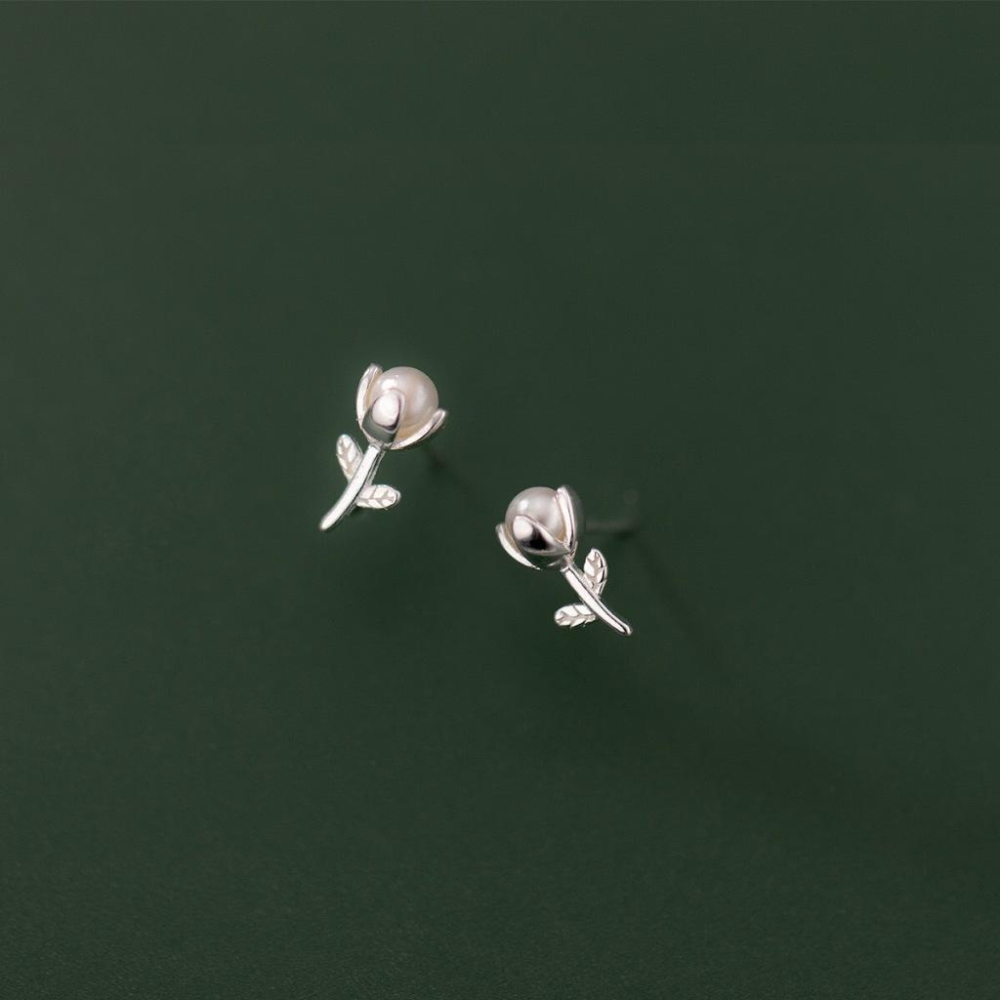 《真愛鍊Cherish 》 S925通體純銀耳環 小花朵的造型特別的可愛  貝珠花朵 銀樓銀飾通體純銀-細節圖6
