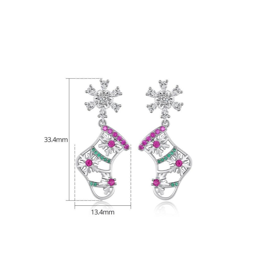 《真愛鍊Cherish》微鑲鋯石歐美精工耳環 聖誕襪造型耳環 聖誕節耳環 鋼針耳環-細節圖5