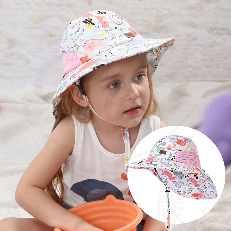 【超透氣網眼不悶熱】兒童防曬帽 防曬帽 兒童遮陽帽 兒童防曬帽-藍鯊魚-漁夫款 兒童漁夫帽 幼兒遮陽帽 兒童帽子夏天-規格圖9