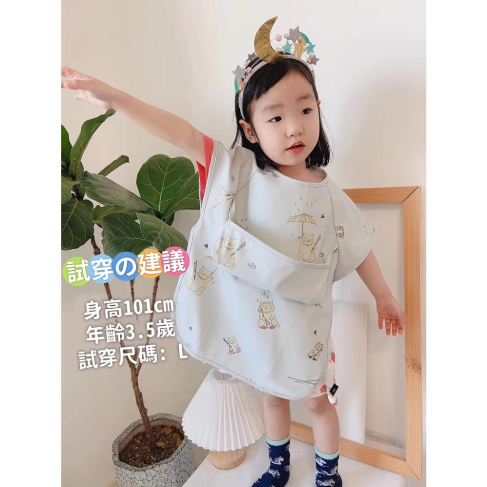 短袖圍兜 圍兜 防水圍兜 短袖圍兜-米白恐龍 吃飯圍兜 圍兜兜吃飯寶寶 寶寶吃飯圍兜 兒童圍兜 BLＷ 整件防水 耐髒-細節圖8