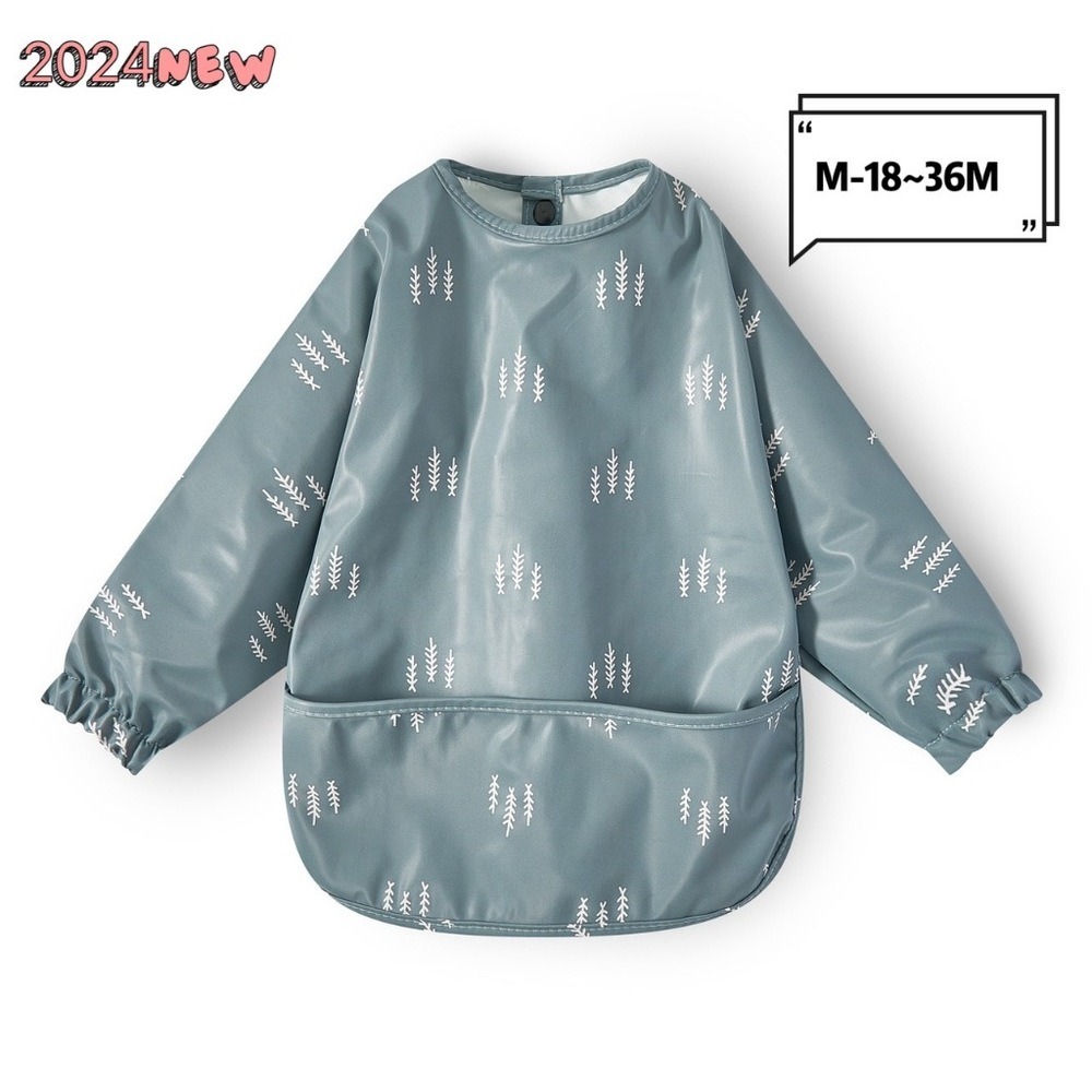 【破萬媽咪好評推薦】長袖圍兜  圍兜 吃飯圍兜 長袖款-米白恐龍S 防水圍兜 兒童畫畫衣 寶寶吃飯罩衣 嬰兒圍兜 BLW-規格圖9