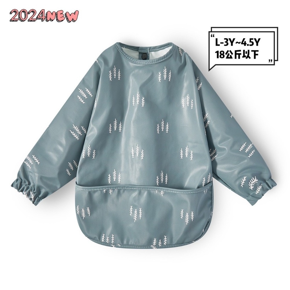 【破萬媽咪好評推薦】長袖圍兜  圍兜 吃飯圍兜 長袖款-米白恐龍S 防水圍兜 兒童畫畫衣 寶寶吃飯罩衣 嬰兒圍兜 BLW-規格圖9