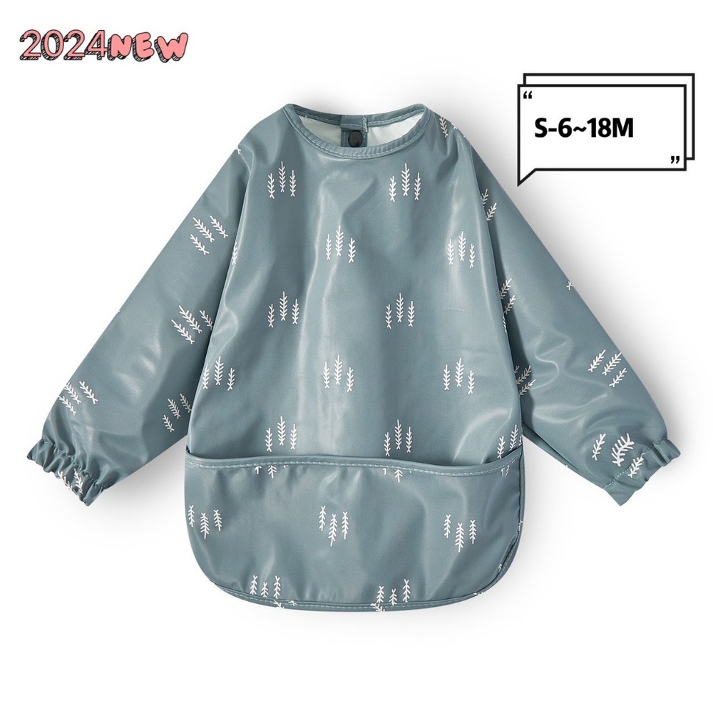 【破萬媽咪好評推薦】長袖圍兜  圍兜 吃飯圍兜 長袖款-米白恐龍S 防水圍兜 兒童畫畫衣 寶寶吃飯罩衣 嬰兒圍兜 BLW-規格圖9