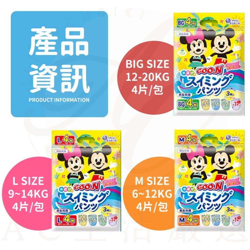 日本大王 GOO.N 戲水褲 紙尿褲 游泳尿布 大王游泳尿布-BIG/12片(包) 戲水尿布 日本境內版 玩水褲-細節圖3