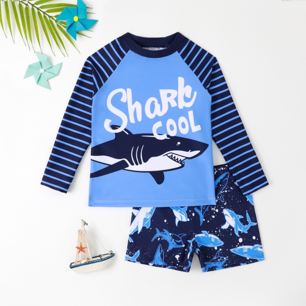 男寶泳衣-深藍鯊魚(送泳帽)