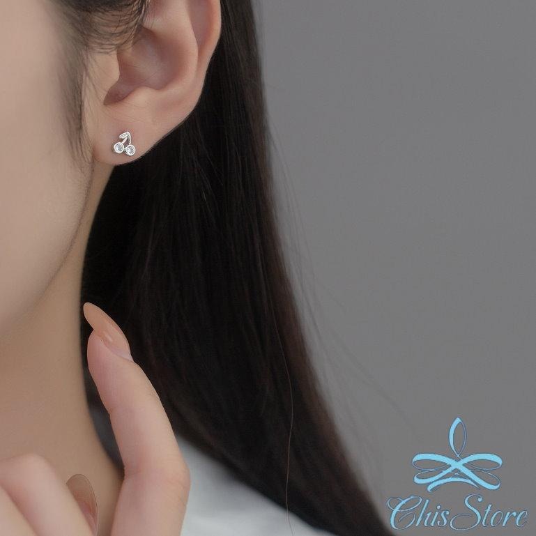 【晶透櫻桃耳環】韓國耳環 925耳環 防過敏耳環 純銀氣質耳環 小眾耳環 女生耳環 可愛耳環 質感耳環 小鑽耳環 改耳夾-細節圖2