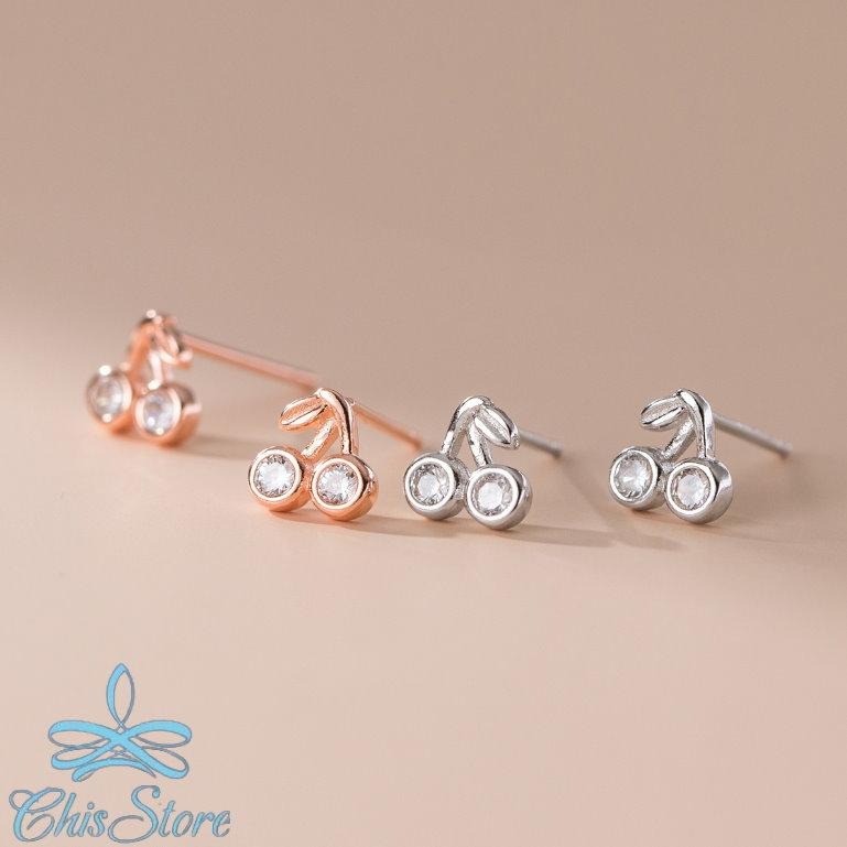 【晶透櫻桃耳環】韓國耳環 925耳環 防過敏耳環 純銀氣質耳環 小眾耳環 女生耳環 可愛耳環 質感耳環 小鑽耳環 改耳夾-細節圖3