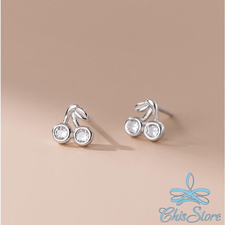 【晶透櫻桃耳環】韓國耳環 925耳環 防過敏耳環 純銀氣質耳環 小眾耳環 女生耳環 可愛耳環 質感耳環 小鑽耳環 改耳夾-細節圖4