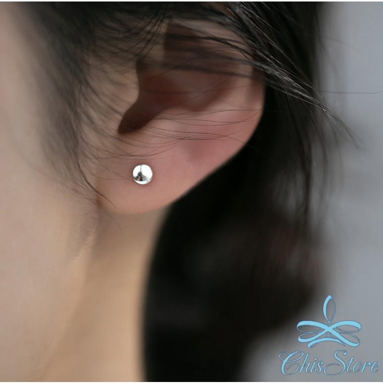 【圓豆純銀鎖珠耳環】純銀925耳環 迷你耳環 防過敏耳環 女生耳環 純銀轉珠耳環 耳珠耳環 簡約耳環 小 2mm耳環鎖式-細節圖2