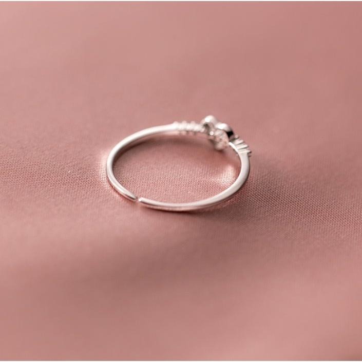 韓系戒指【愛心鑲鑽】水晶戒指 愛心 純銀戒指 女戒 水鑽戒指 愛心戒指 氣質 戒指可調式 銀尾戒指 開口戒指 平價戒指-細節圖3