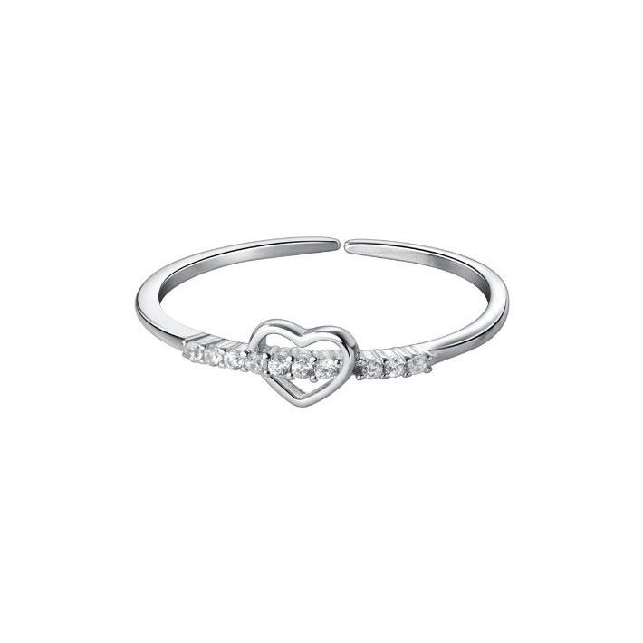 韓系戒指【愛心鑲鑽】水晶戒指 愛心 純銀戒指 女戒 水鑽戒指 愛心戒指 氣質 戒指可調式 銀尾戒指 開口戒指 平價戒指-細節圖6