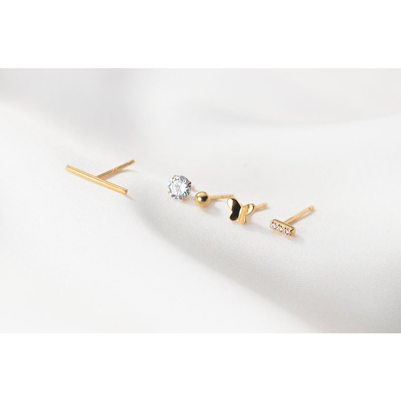 【簡約耳環五件組】韓國耳環 百搭耳環 一週耳環 純銀耳環 一字耳環 耳蝸耳環 小鑽耳環 單邊耳環 防過敏耳環 迷你耳環-細節圖2