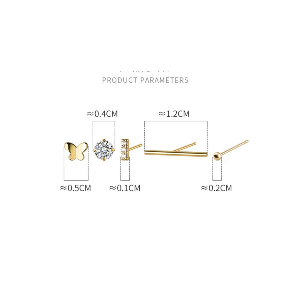 【簡約耳環五件組】韓國耳環 百搭耳環 一週耳環 純銀耳環 一字耳環 耳蝸耳環 小鑽耳環 單邊耳環 防過敏耳環 迷你耳環-細節圖3