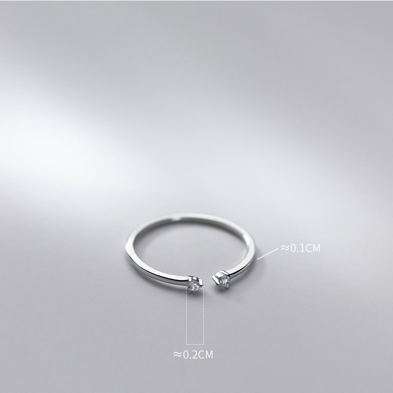純銀飾品【雙鑽戒指】韓國戒指 純銀戒指 水鑽戒指 氣質戒指 女戒指 素銀戒指 開口戒指 抗過敏 細戒指 925 平價戒指-細節圖2