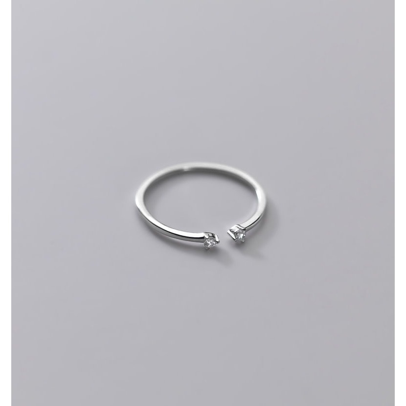 純銀飾品【雙鑽戒指】韓國戒指 純銀戒指 水鑽戒指 氣質戒指 女戒指 素銀戒指 開口戒指 抗過敏 細戒指 925 平價戒指-細節圖4