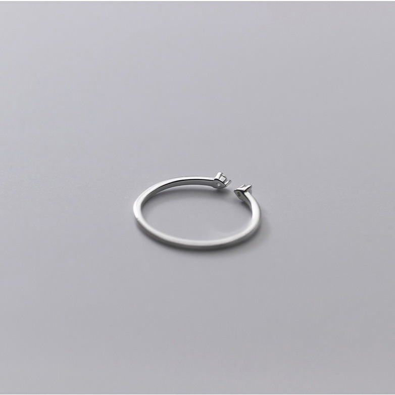 純銀飾品【雙鑽戒指】韓國戒指 純銀戒指 水鑽戒指 氣質戒指 女戒指 素銀戒指 開口戒指 抗過敏 細戒指 925 平價戒指-細節圖5