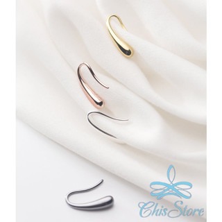 純銀耳環【細流水滴】韓國耳環 水滴耳環 U型耳環 耳掛耳環 女 純銀耳掛 粗細耳環 氣質 黑色耳環 整體純銀 抗過敏耳環-細節圖4