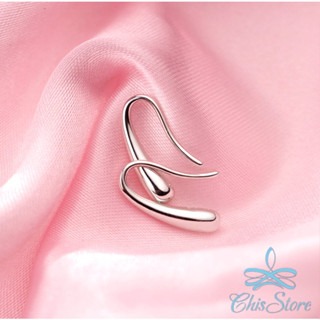 純銀耳環【細流水滴】韓國耳環 水滴耳環 U型耳環 耳掛耳環 女 純銀耳掛 粗細耳環 氣質 黑色耳環 整體純銀 抗過敏耳環-細節圖6