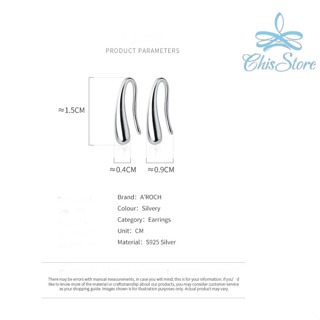 純銀耳環【細流水滴】韓國耳環 水滴耳環 U型耳環 耳掛耳環 女 純銀耳掛 粗細耳環 氣質 黑色耳環 整體純銀 抗過敏耳環-細節圖7