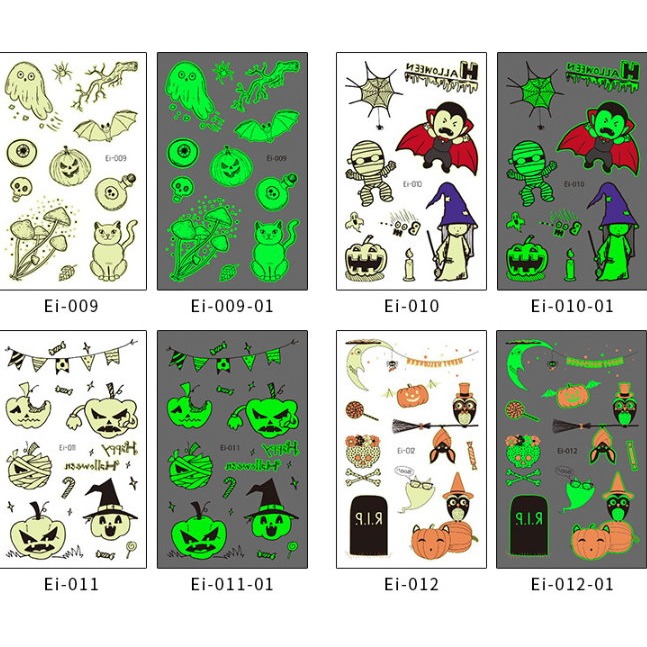 【夜光卡通紋身貼紙】螢光紋身貼 萬聖節 骷髏 夜光紋身貼 幽靈 南瓜 紋身貼 吸血鬼 刺青貼紙 變裝 派對 孩童 小孩-細節圖4