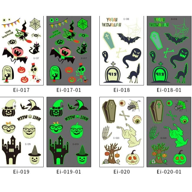 【夜光卡通紋身貼紙】螢光紋身貼 萬聖節 骷髏 夜光紋身貼 幽靈 南瓜 紋身貼 吸血鬼 刺青貼紙 變裝 派對 孩童 小孩-細節圖6