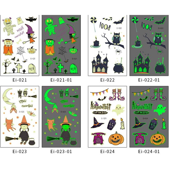 【夜光卡通紋身貼紙】螢光紋身貼 萬聖節 骷髏 夜光紋身貼 幽靈 南瓜 紋身貼 吸血鬼 刺青貼紙 變裝 派對 孩童 小孩-細節圖7