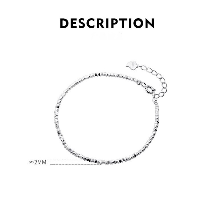 純銀手鍊【素銀碎石手鍊】韓版手鍊 編織手鍊 防水手鍊 鍊條手鍊 925 極細手鍊 龍骨手鍊 氣質手鍊 銀飾手鍊 蛇骨手鍊-細節圖7
