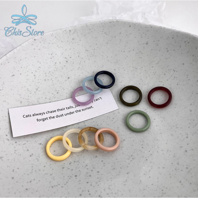 【馬卡龍戒指五件組】韓國戒指 造型戒指 關節戒指 食指戒指 女生戒指 細戒指 中指戒指 百搭戒指 可愛戒指 壓克力戒指-細節圖2