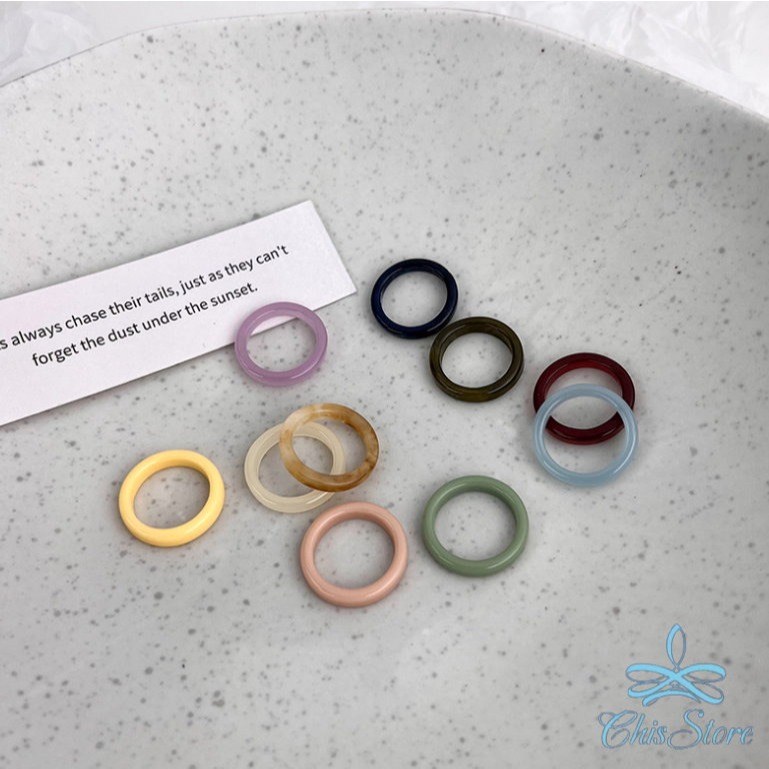 【馬卡龍戒指五件組】韓國戒指 造型戒指 關節戒指 食指戒指 女生戒指 細戒指 中指戒指 百搭戒指 可愛戒指 壓克力戒指-細節圖3