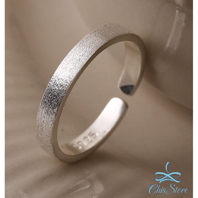 【拉絲霧面戒指】韓戒指 純銀戒指 細戒指 女生戒指 食指戒指 拉絲戒指 霧面戒指 開口戒指 925戒指 寬戒指 百搭戒指-細節圖2