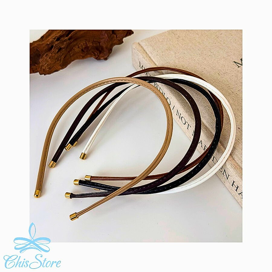 CHISSTORE【細髮箍】韓國 皮革髮箍 純色髮箍 霧面髮箍 復古 氣質 洗臉髮箍 百搭極細款 兒童 可愛髮箍 髮飾-細節圖2