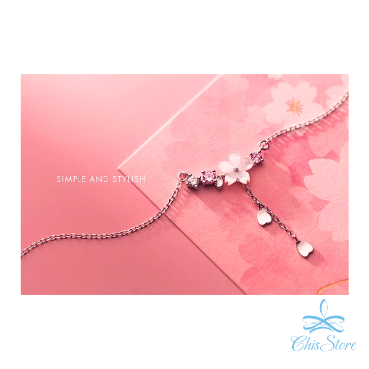 CHISSTORE【花瓣小鑽】韓國 鑲鑽 水鑽 氣質 貝殼花朵 短 花瓣 墜式 抗過敏 鎖骨鍊 S925純銀項鍊 項鏈-細節圖4