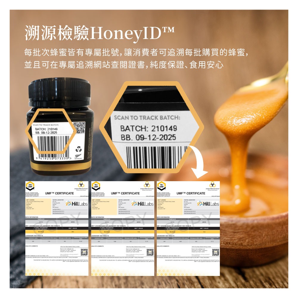 【紐西蘭恩賜】麥蘆卡蜂蜜UMF20+ 2瓶組(250公克/瓶) MGO826+/紐西蘭原裝進口/獨麥素/保健蜂蜜-細節圖6