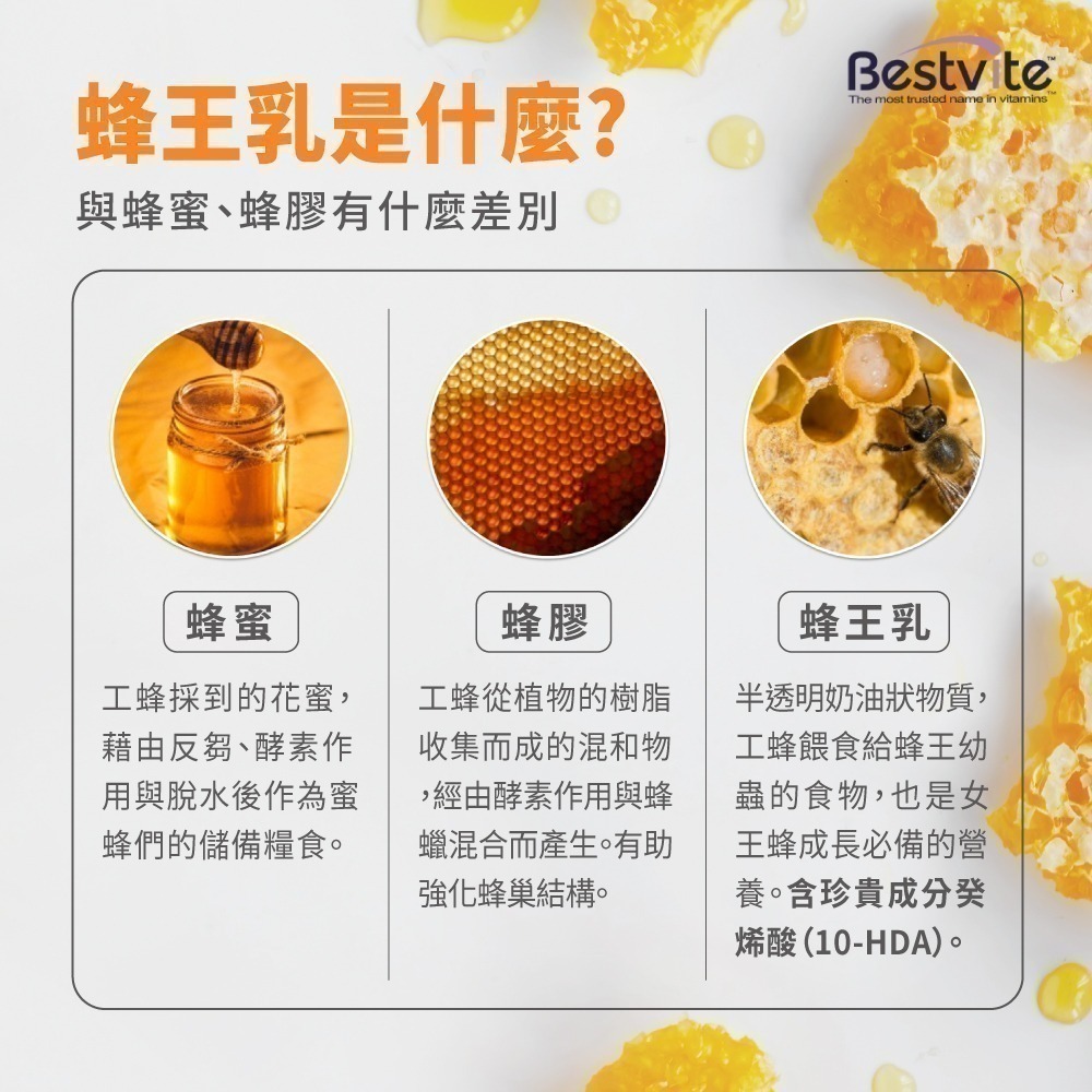 [買1送1] 即期品【Bestvite】必賜力高濃縮蜂王乳膠囊1瓶(60顆)500mg 蜂王乳 6%癸稀酸 10-HDA-細節圖3