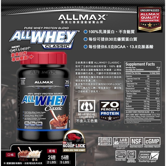 【ALLMAX】濃縮乳清蛋白-香草 下單送鮪魚即食包-細節圖2