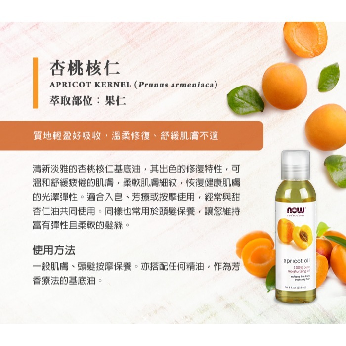 [即期品] now 杏桃核仁油 Apricot Kernel Oil 2025/08-細節圖2