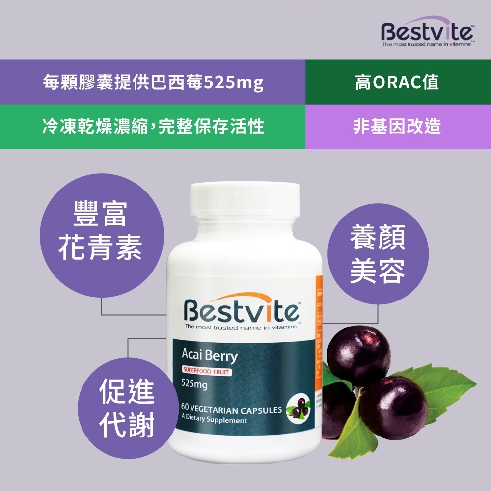 【Bestvite】必賜力高濃縮巴西莓膠囊2瓶組(60顆/瓶)-細節圖5